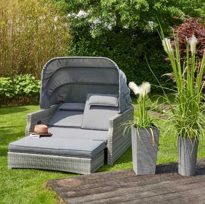 Wyspa SOFA Ogrodowa  LEŻANKA 2os. rozkładana z poduszkami i markizą!