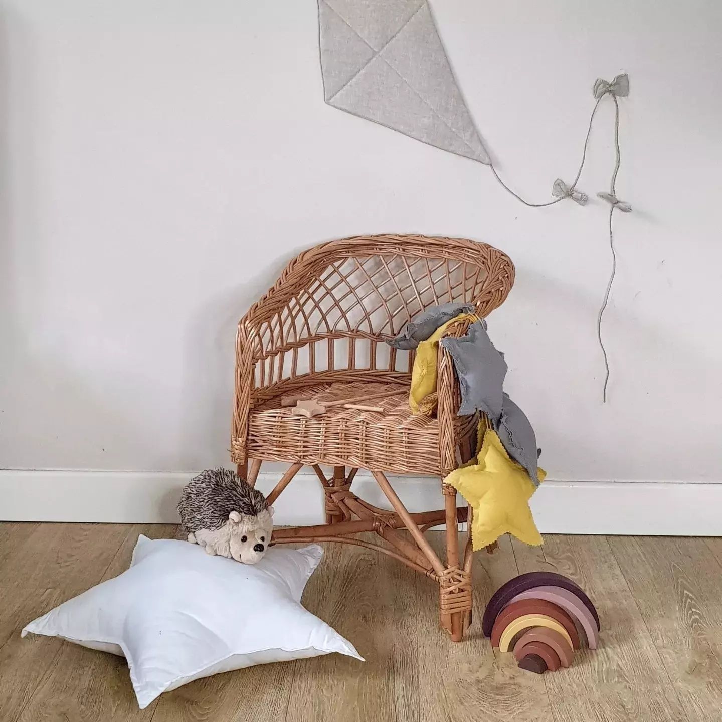 Fotel dziecięcy ażur naturalny wiklinowy handmade dziecięcy