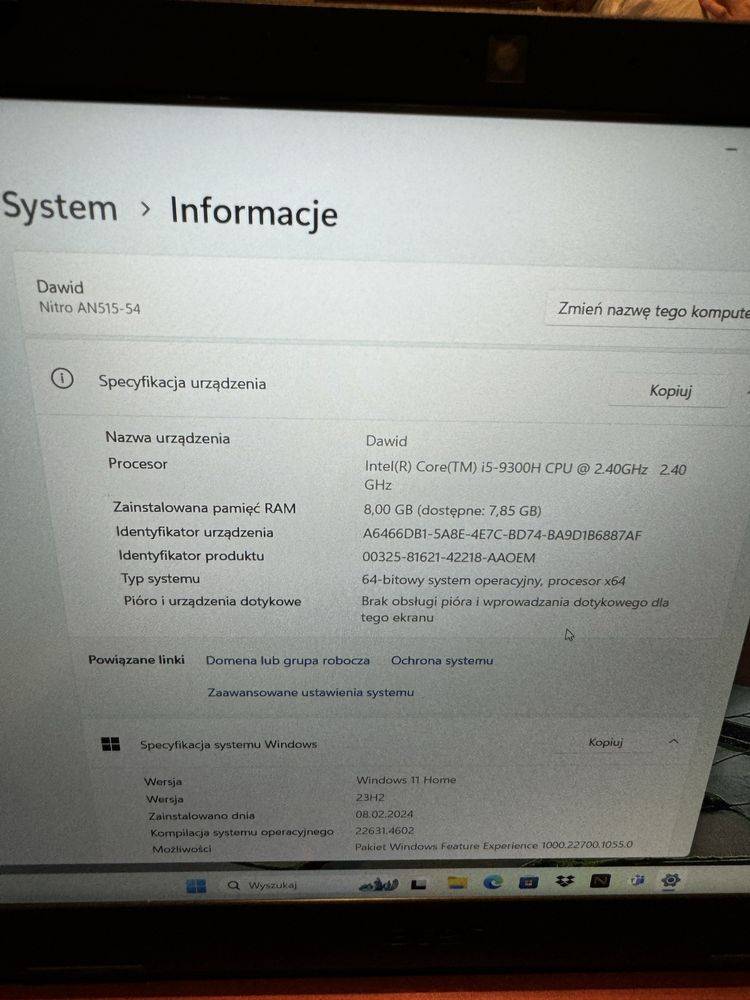 Acer Nitro 5 intel core i5