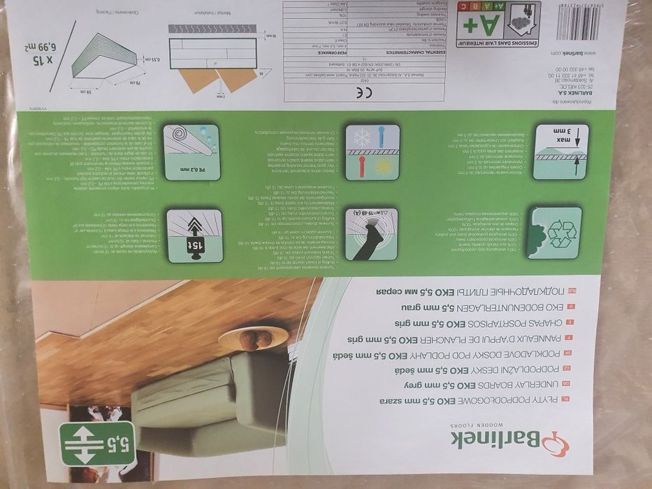 Barlinek płyta podłogowa eko 5,5 mm szara (12 sztuk)