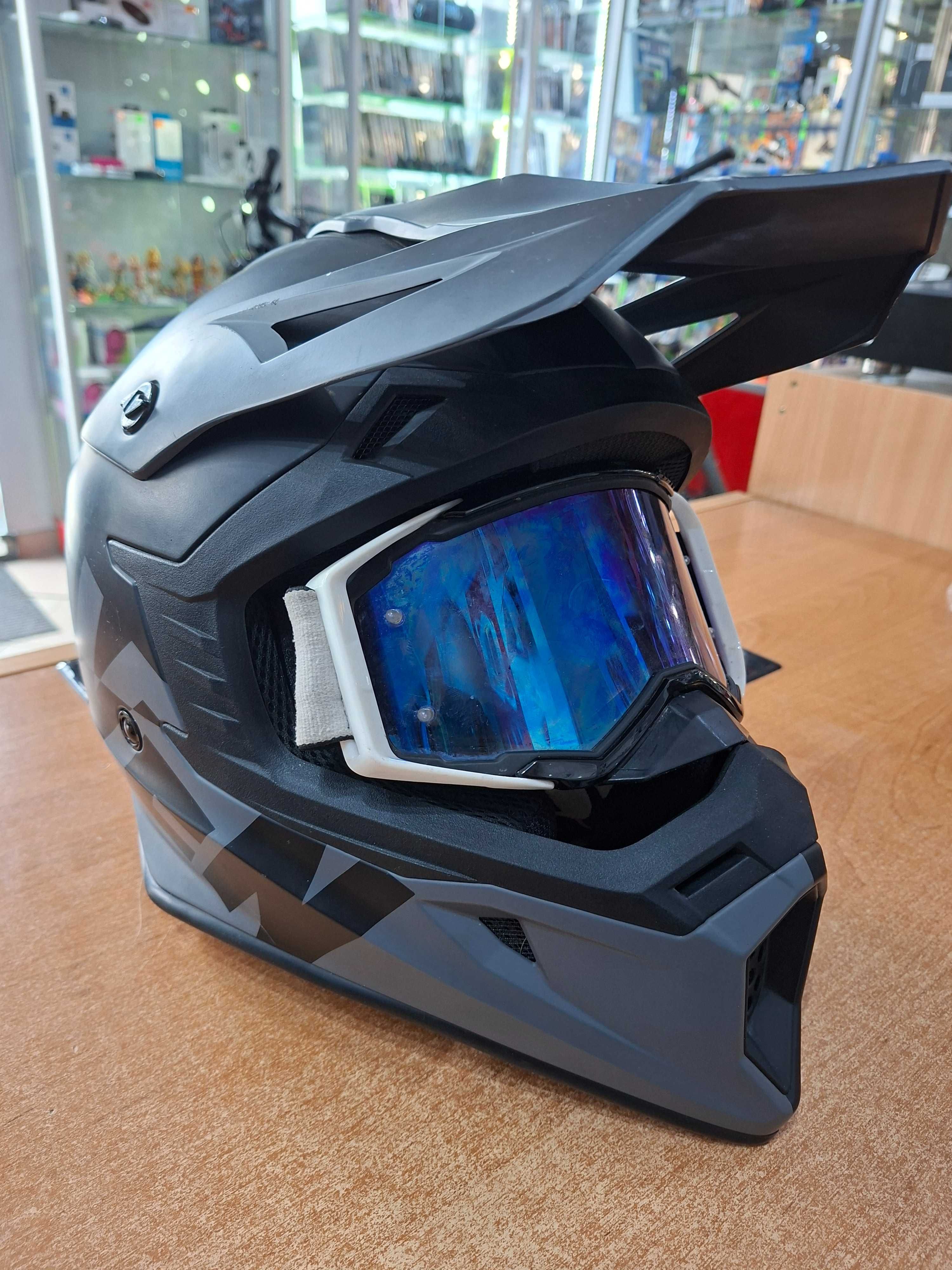 Kask motocyklowy Raven Airborne Split rozmiar L + gogle Scott