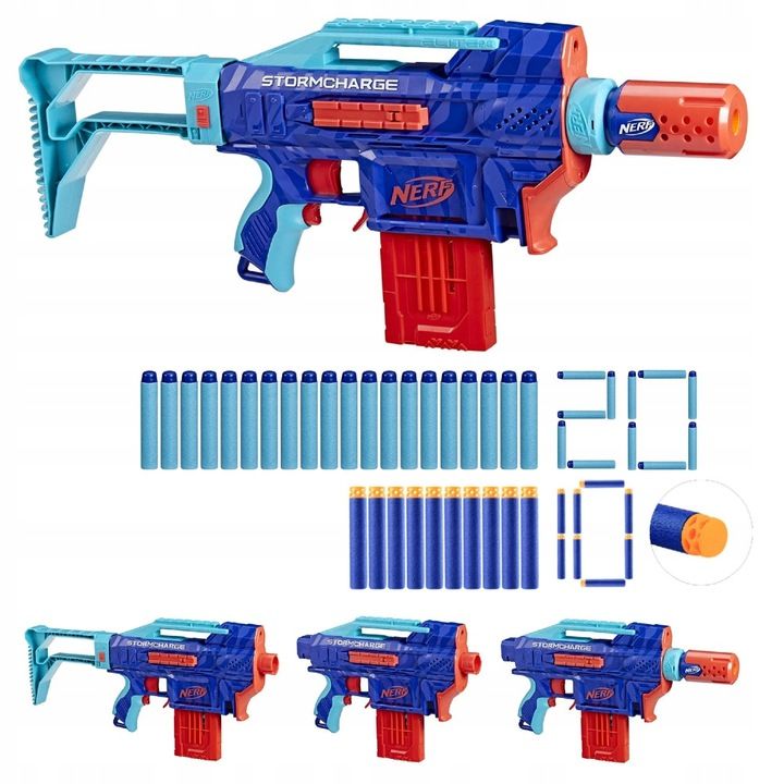 Pistolet Nerf Elite 2.0 Automatyczny Stormcharge 4w1 20 Strzałek +10 W