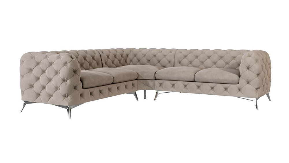 Narożnik 2X2 Beż/Chrome, Welur 262/262/73 Lamberson Chesterfield