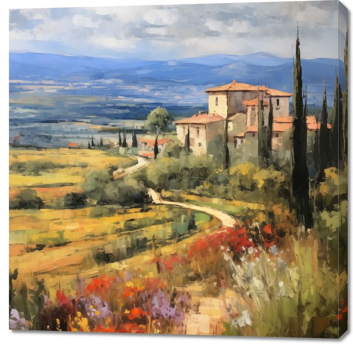 Obraz 100x100cm Toskańskie Poranne Widoki