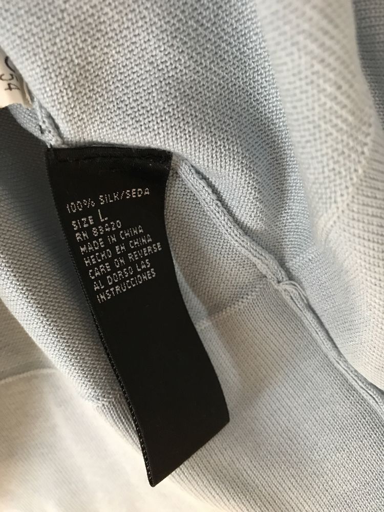 Jasnoniebieski, błękitny jedwabny golf August Silk, sweter premium