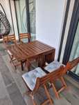 Conjunto de Mesa Extensível e 4 Cadeiras de Exterior com Almofadas
