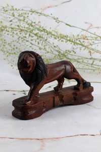 Drewniana figurka lwa lew drewno vintage ozdoby dekoracje