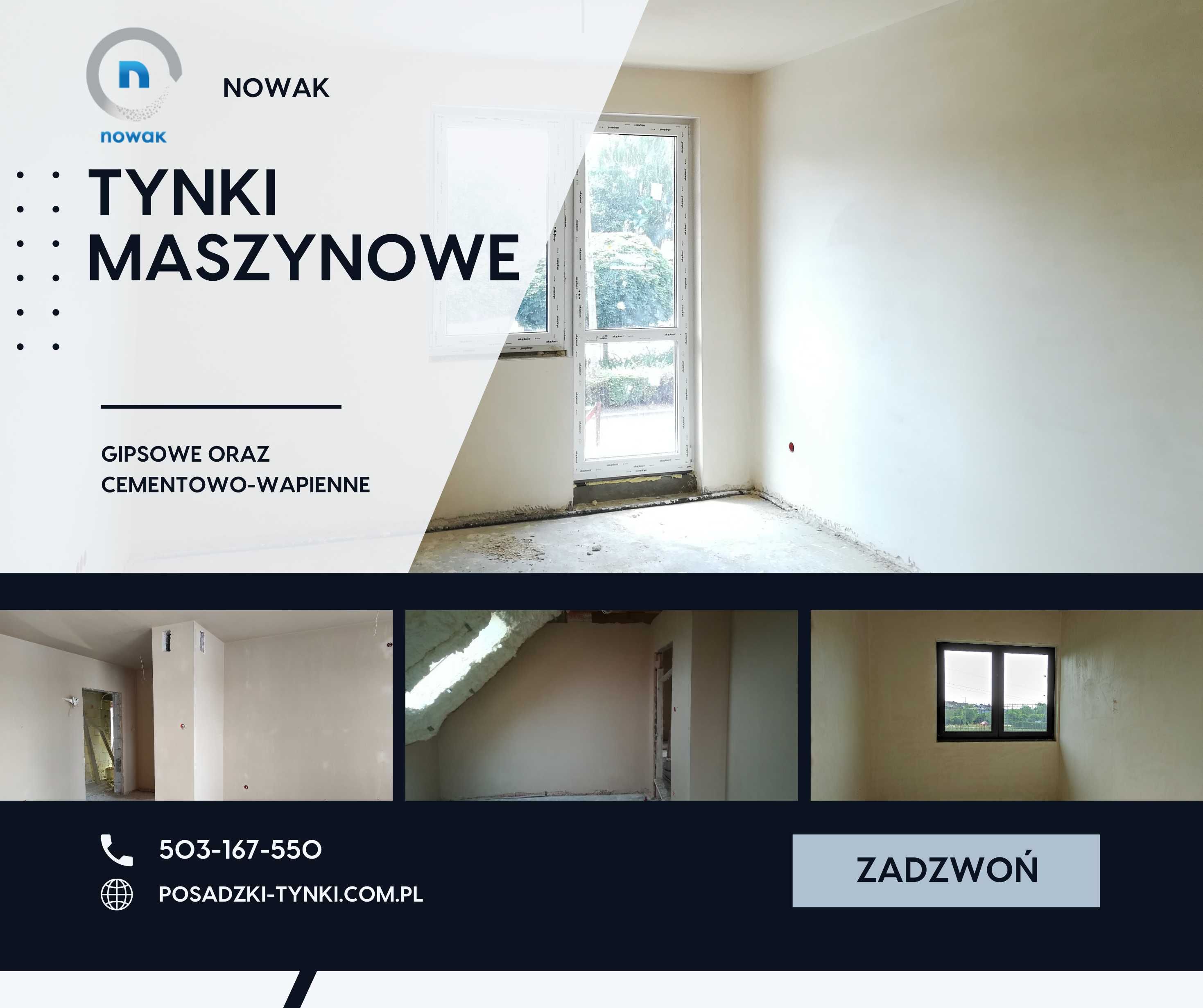 Tynki maszynowe gipsowe - Zielona Góra - Firma "NOWAK"