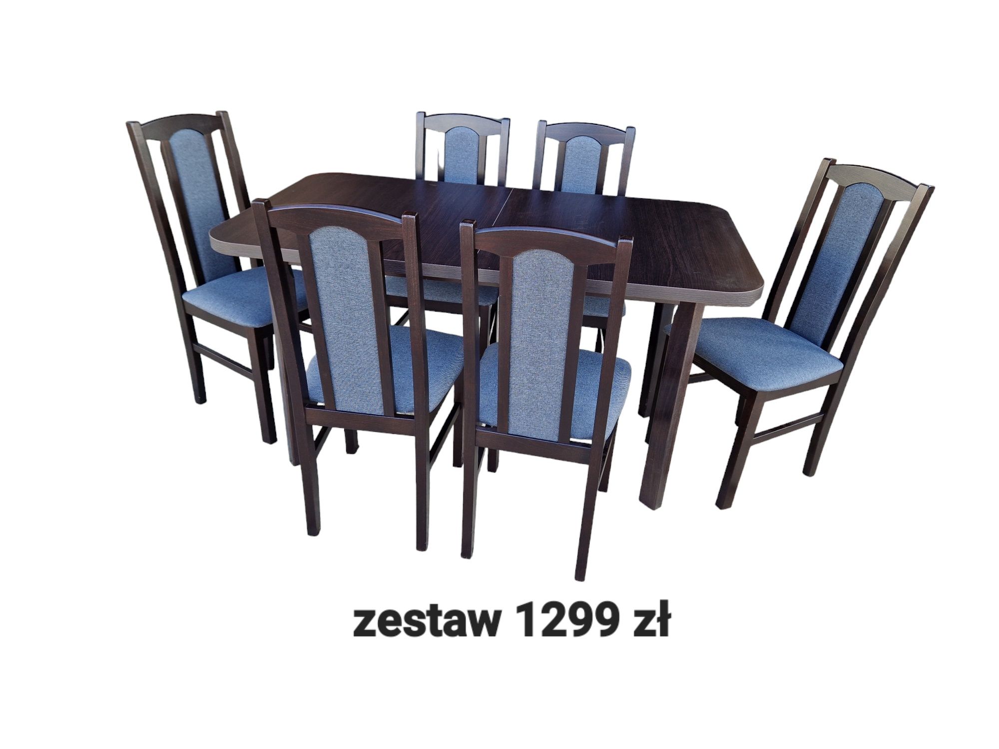 Nowe: Stół 80x140/180 + 6 krzeseł, OD RĘKI, wenge + grafit, dostawa PL