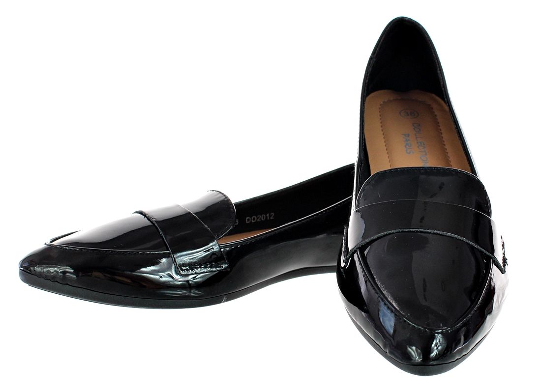 Baleriny Lakierki Czarne Eleganckie Buty Damskie 6356 Rozmiar: 37