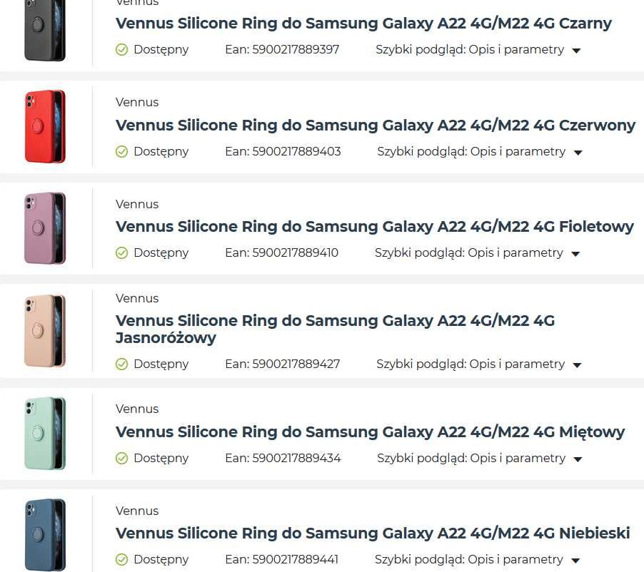 Etui Vennus Silicone Ring do Samsung Galaxy A22 4G/M22 4G (6-kolorów)