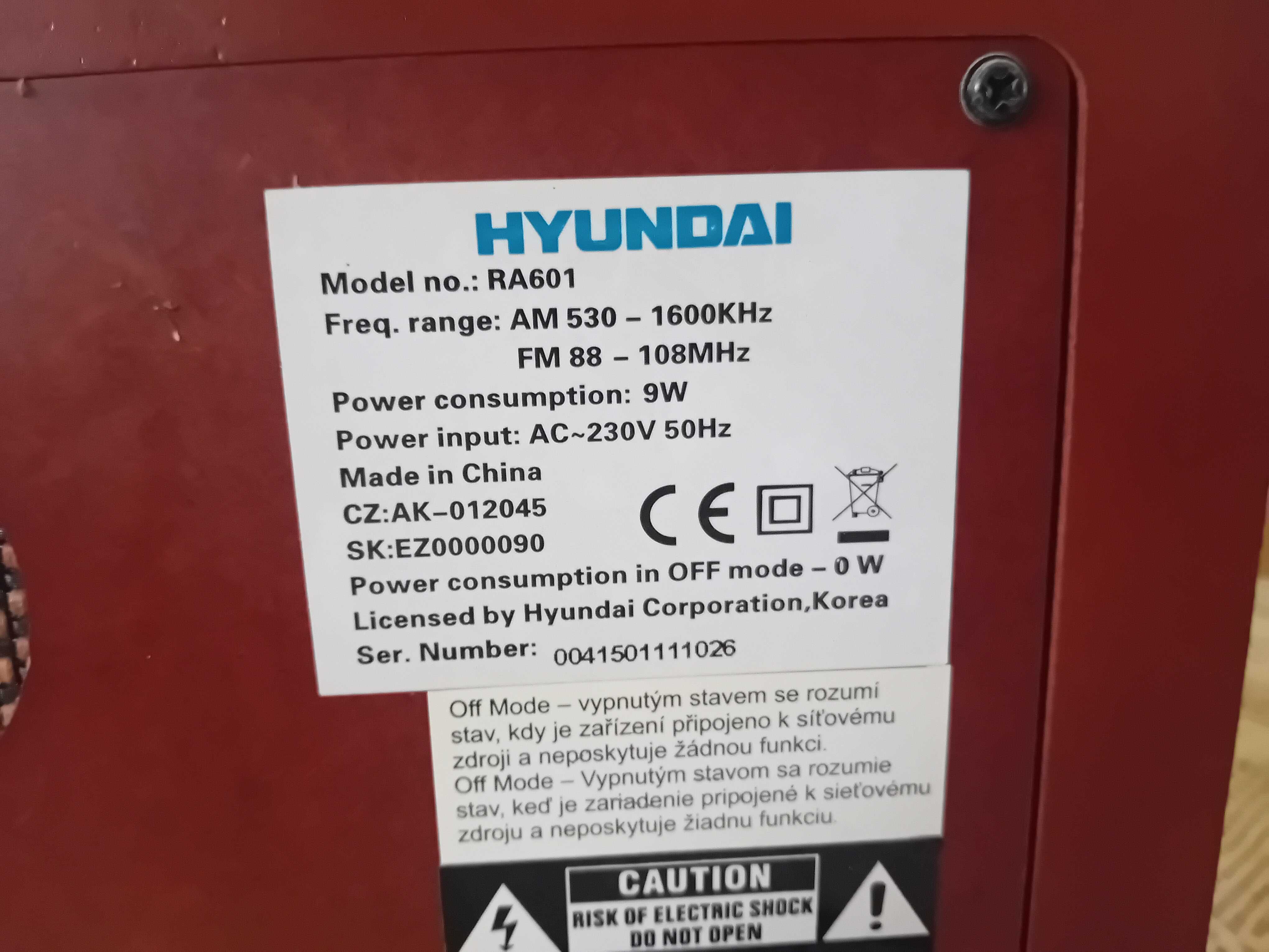 Radio hyundai ra601