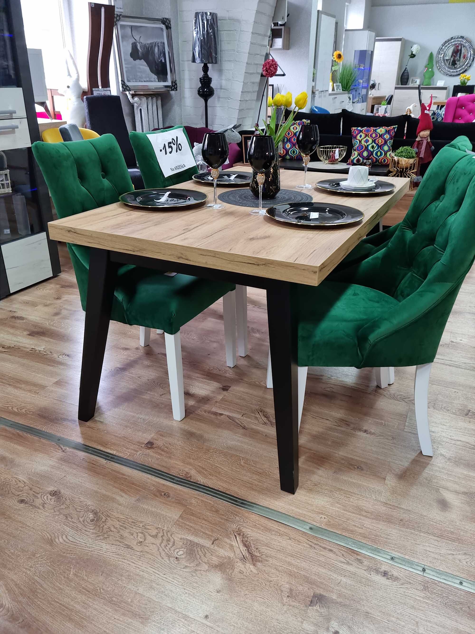 Krzesło zielone pikowane Glamour