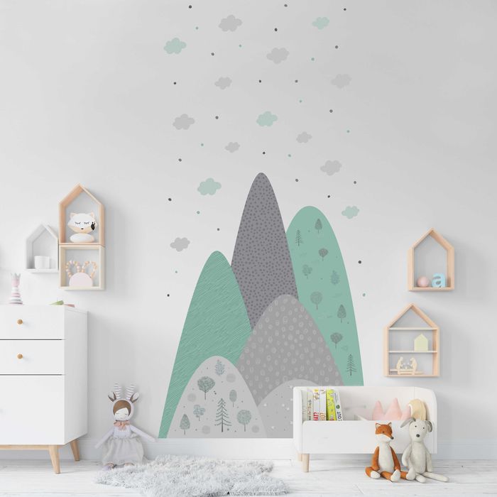 Naklejka ścienna XXL - góry pagórki - do pokoju dziecięcego [z błędem]