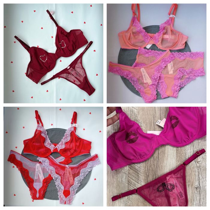 Оригінал Набір Victoria's secret, комплект VS, бюст VS, трусики pink