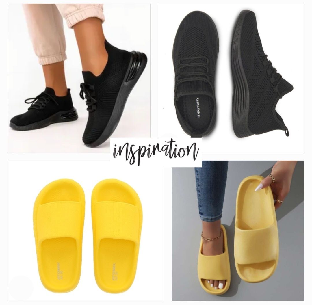 Buty damskie sportowe czarne brokat Deichmann Gratis klapki żółte R.38