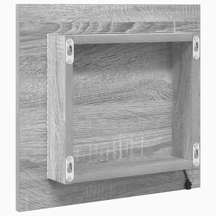 vidaXL Lustro Łazienkowe LED Szare Sonoma 40x8.5x37 cm MDF