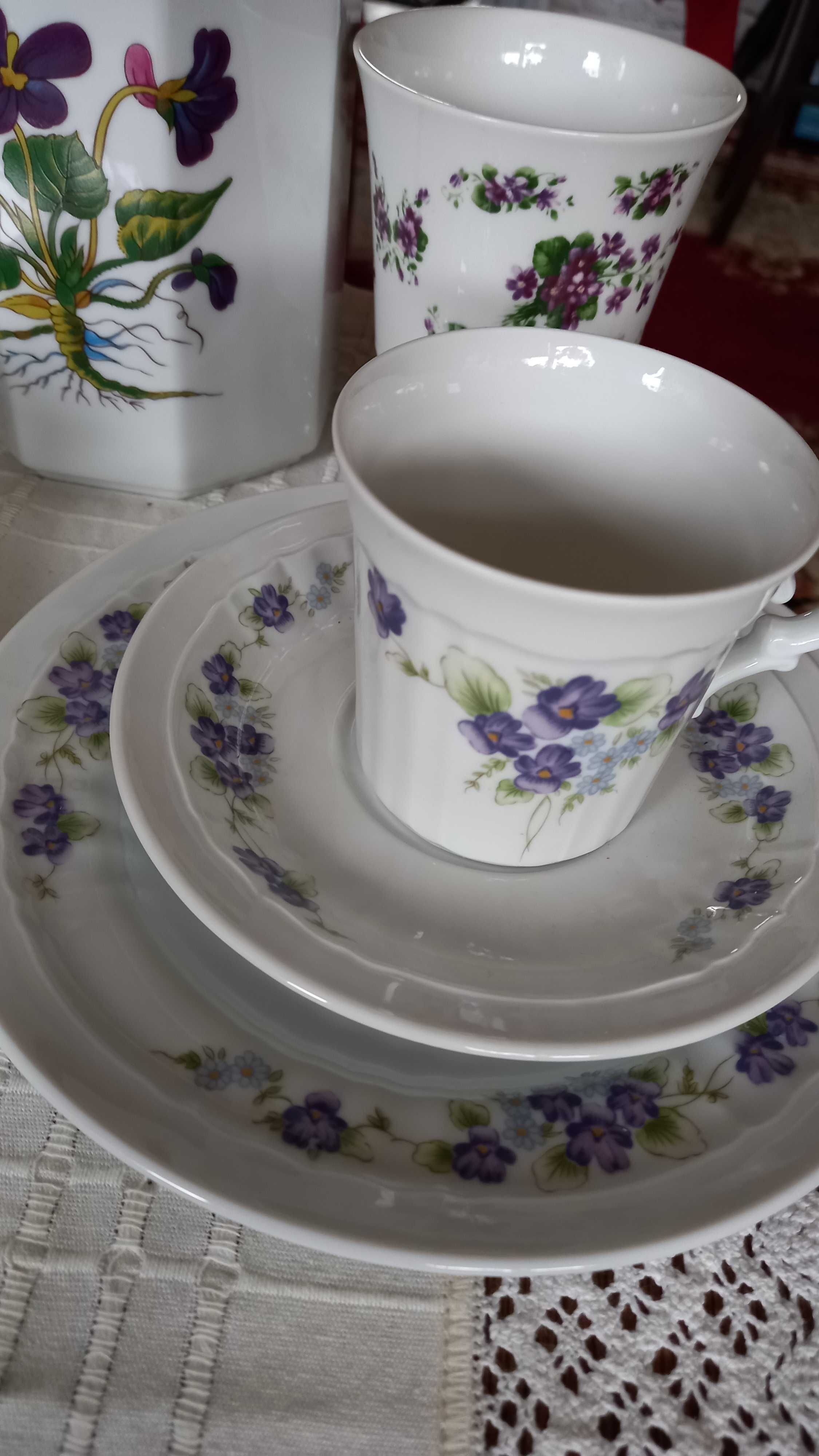 Komplet porcelana z fiołkami lata 50