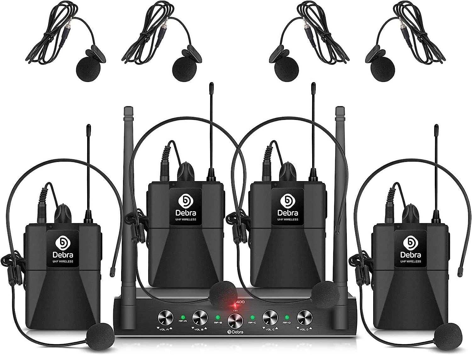 DDebra Audio AU400 Pro UHF 4-kanałowy bezprzewodowy system mikrofonowy