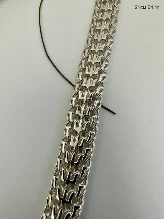 Срібний браслет Тризуб 54,1 грам