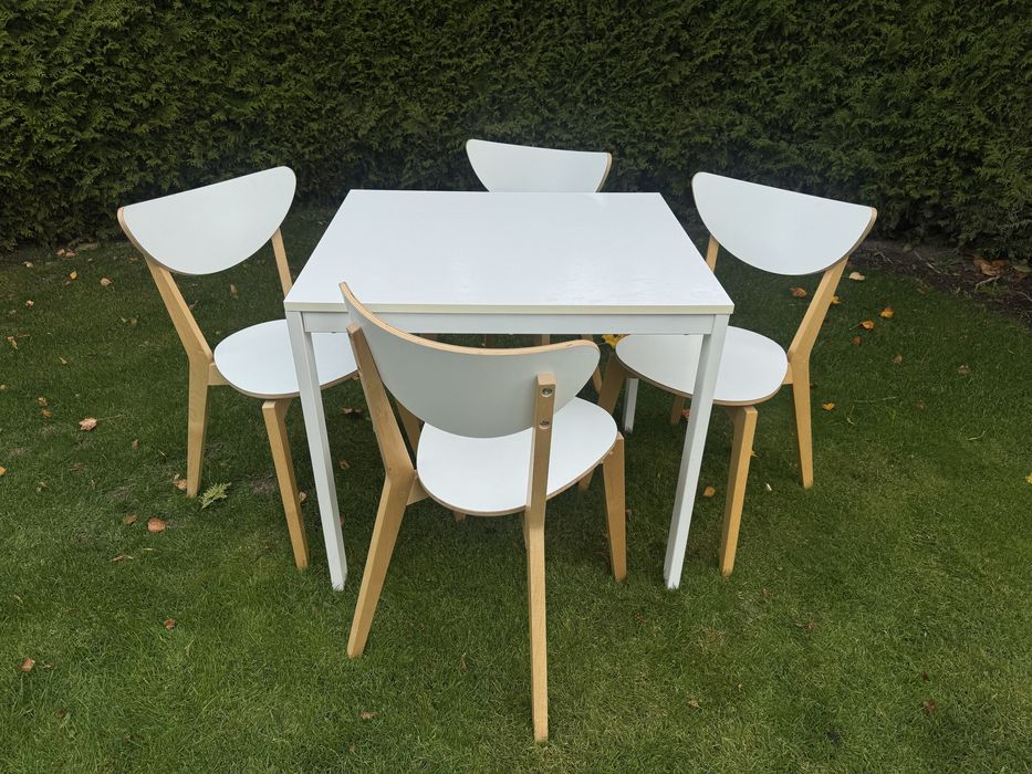 IKEA rozkladany stół VANGSTA i 4 krzesła NORDMYRA w kolorze białym