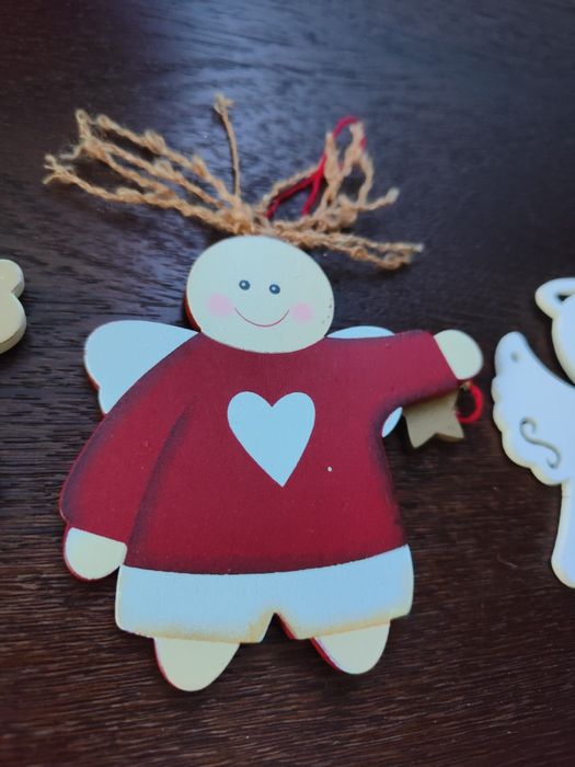 Drewniane Zawieszki na choinkę aniołki