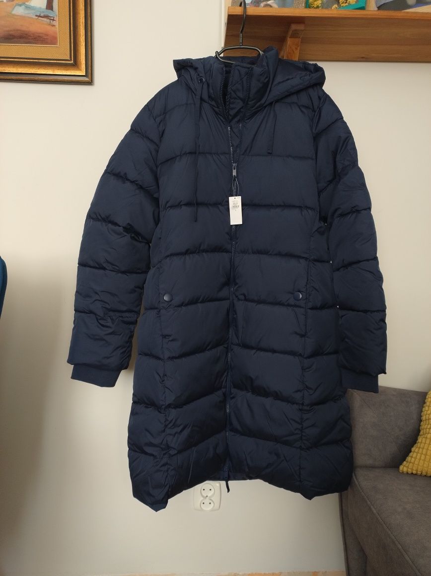Płaszcz pikowany granatowy zimowy kurtka zimowa Gap
