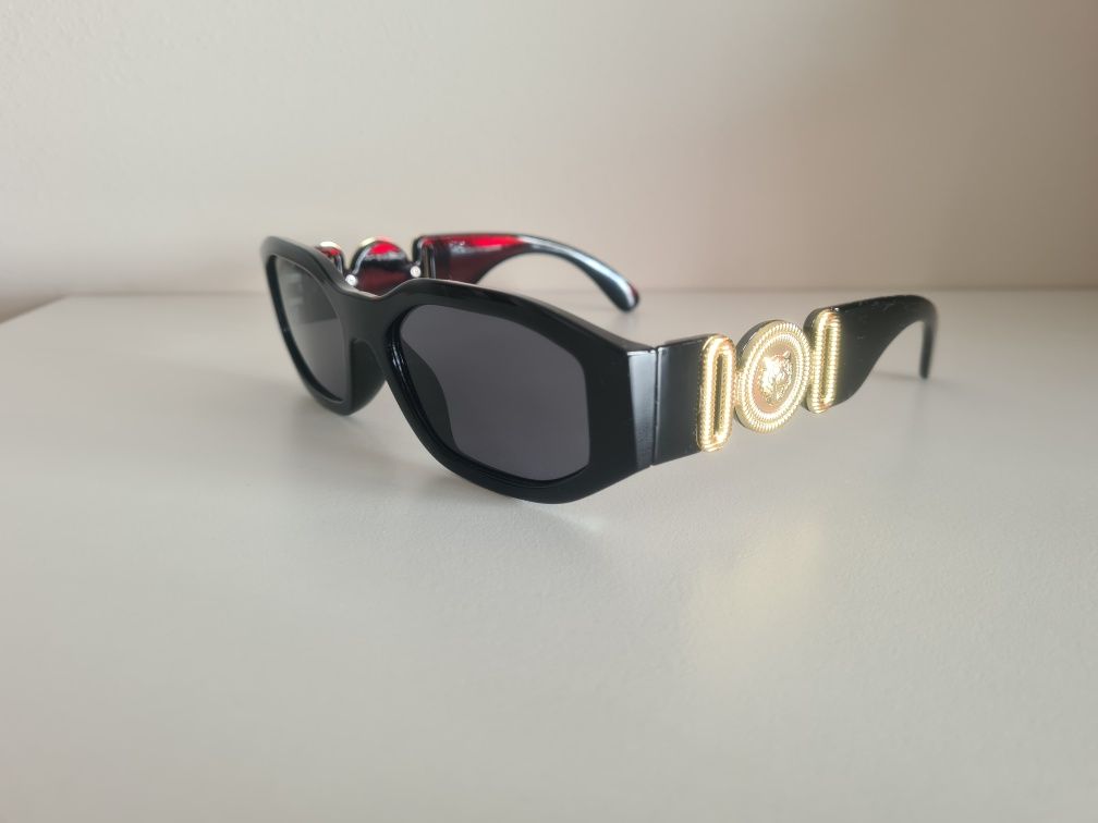 HIT Nowe Damskie Okulary Przeciwsłoneczne UV400 Czarno Złote Versace