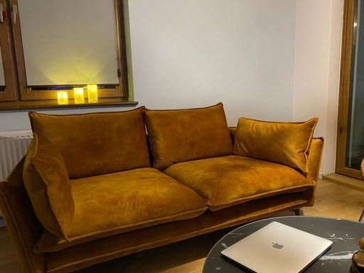 Sofa Vintage Velvet 3 os. 232 cm złota