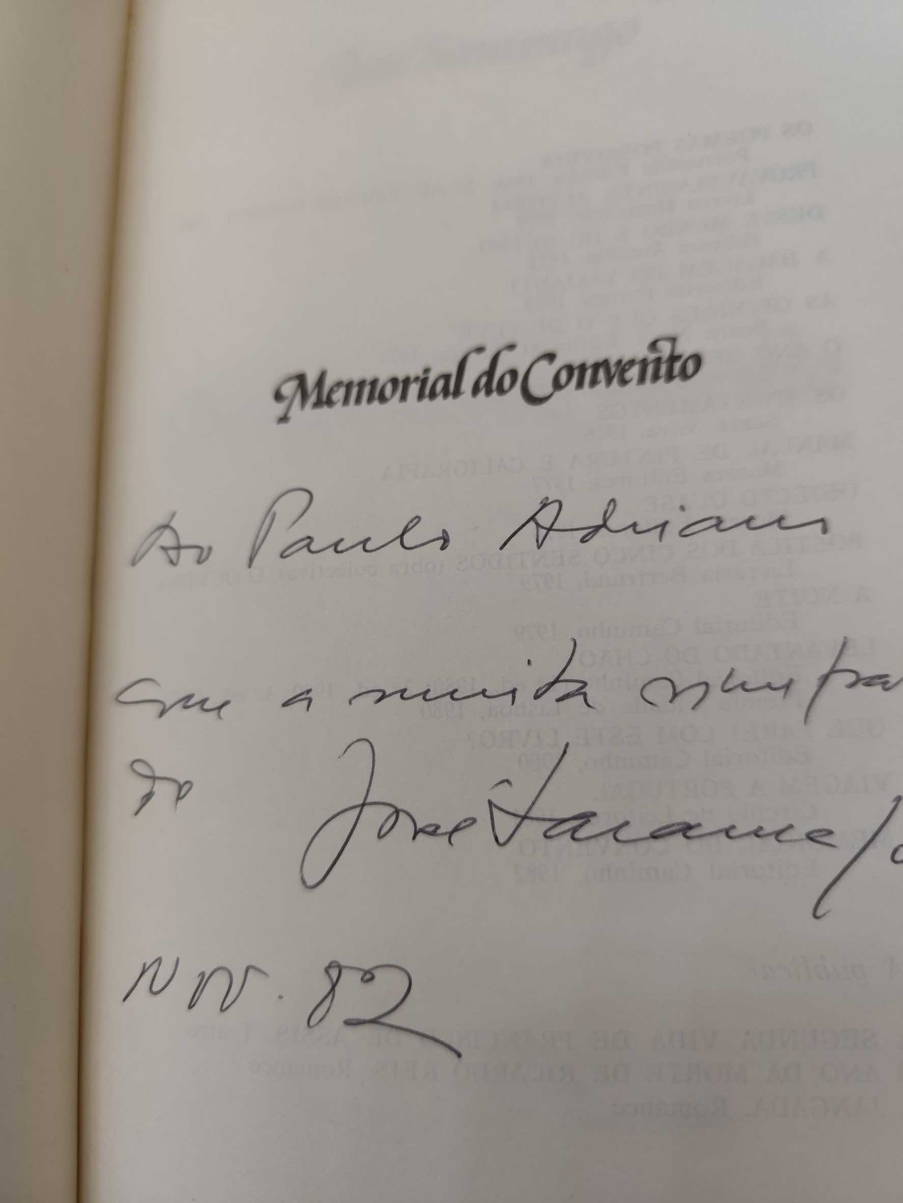 José Saramago Memorial do Convento Primeira Edição 1982 Autografado