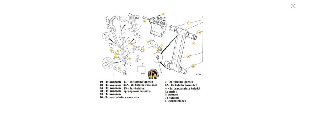 JCB KOMPLET SWORZNI 3CX 4CX -Tulejki uszczelniacze