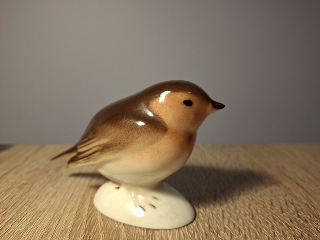 Figurki porcelanowe Łomonosow przepiórka rudzik