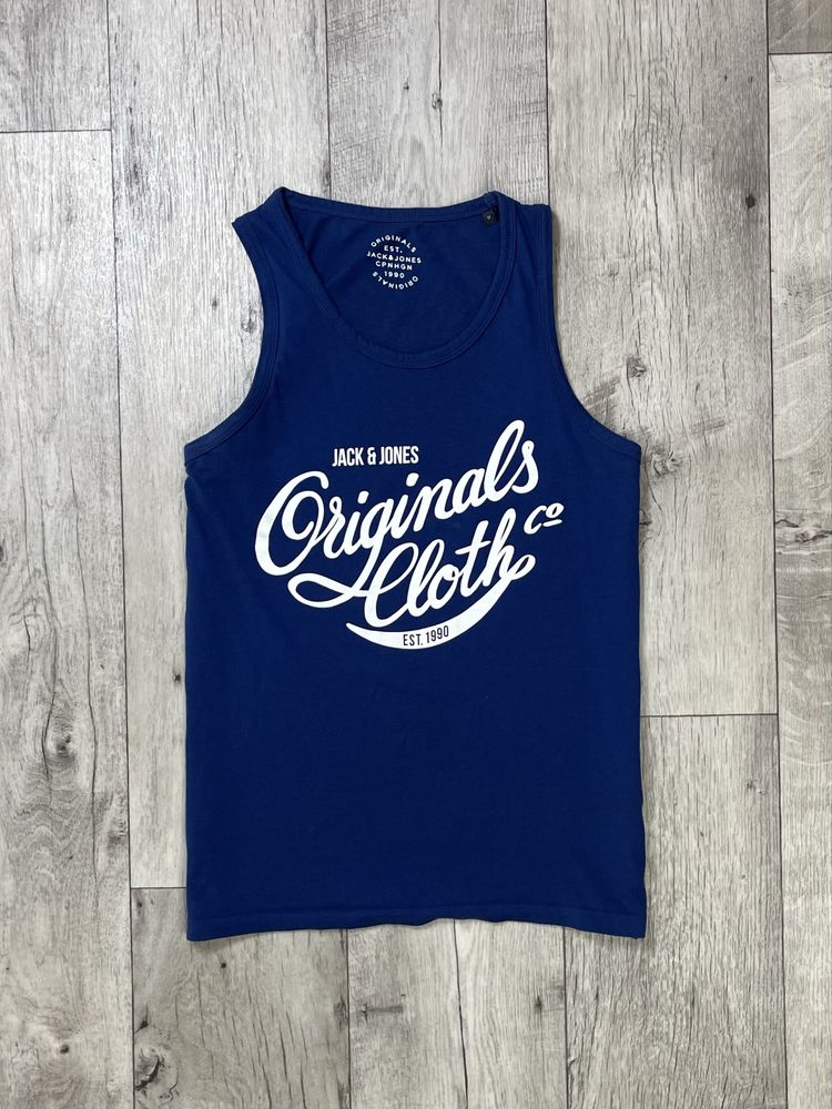 Jack & Jones originals майка M размер спортивная синяя с принтом