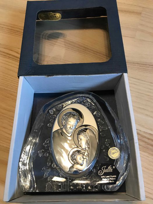 Przycisk Święta Rodzina kryształ PREZENT ŚLUBNY