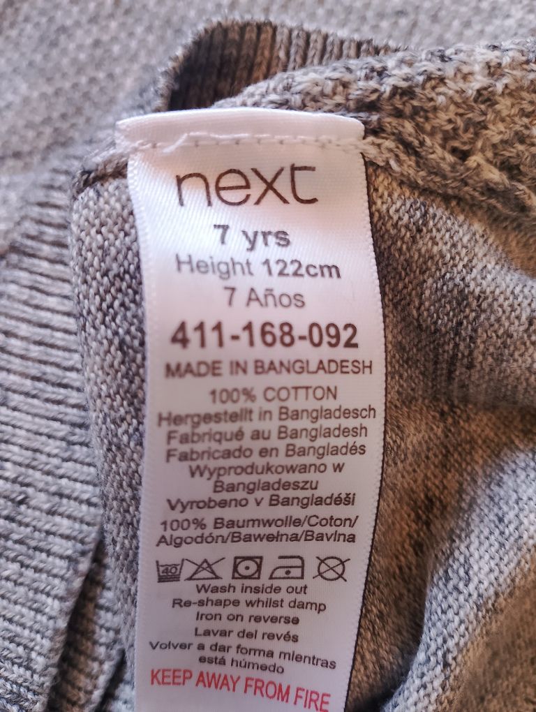 Zestaw 3 bawełnianych swetrów chłopięcych Zara, Next,Takko r. 122