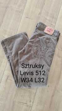 Spodnie sztruksowe sztruksy Levi's Levis 512. W34 L32. Brązowe