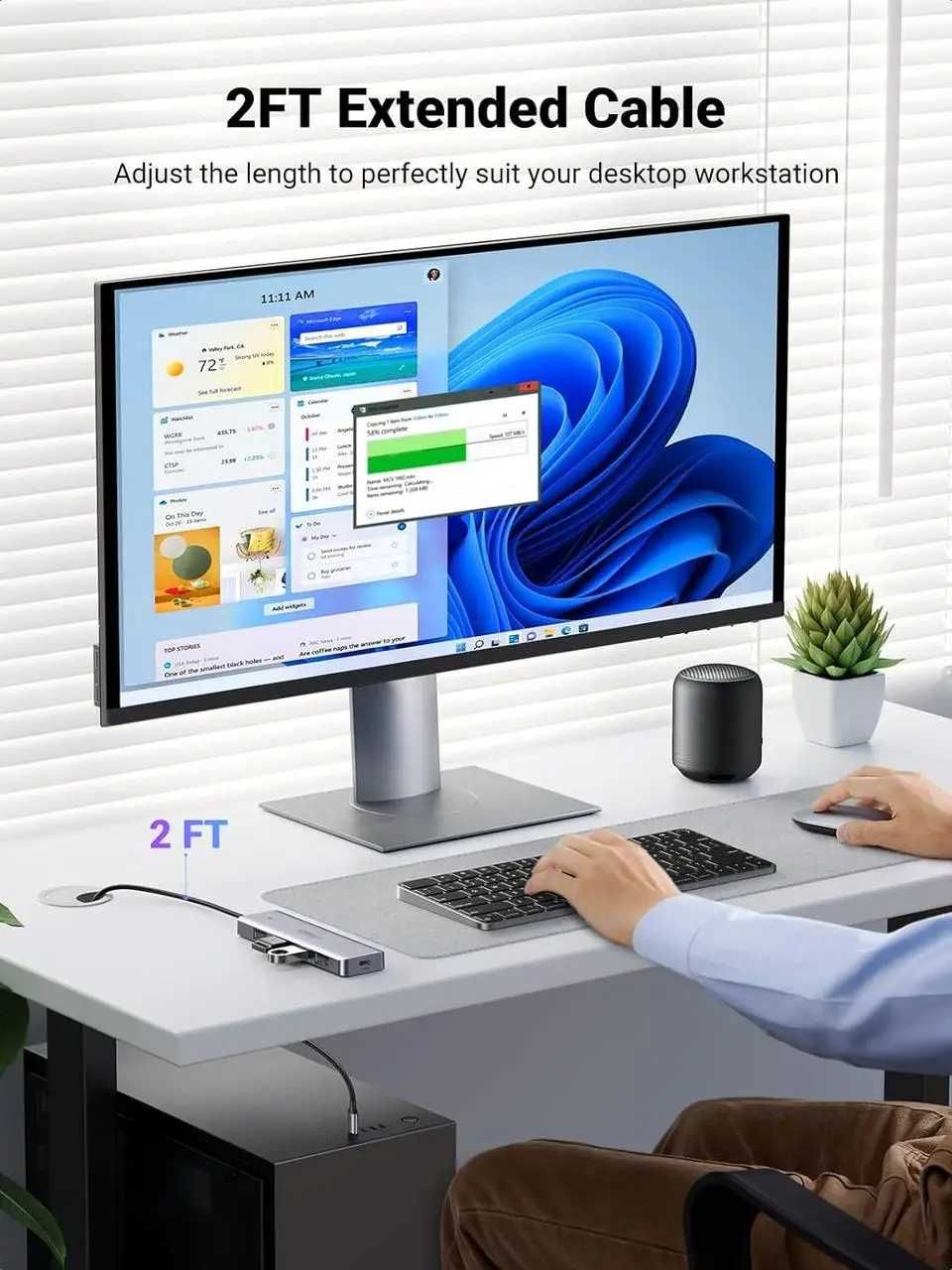 Концентратор 60cm UGREEN CM219 Hub Type-C to 4xUSB 3.0  Gray