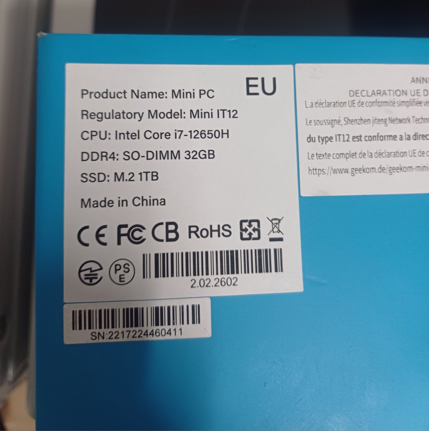 Mini PC Mini IT12 Intel i7 DDR4 32 GB SSD M2 1Tb
