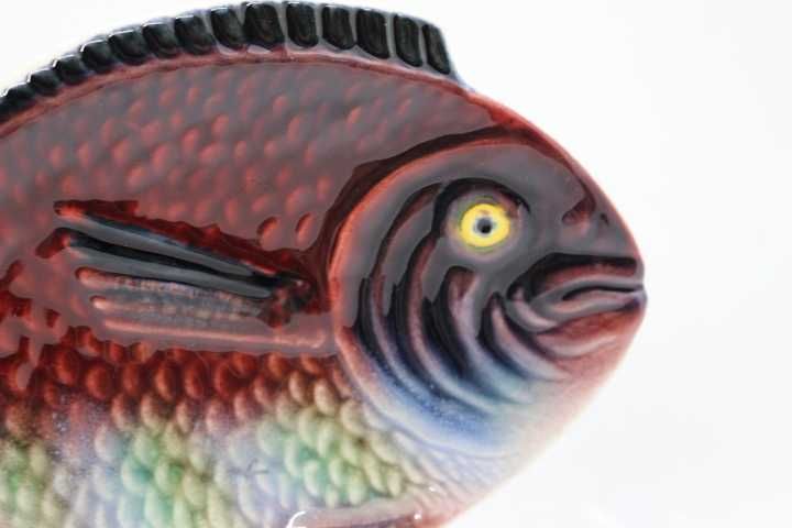 Travessa Peixe 21 cm Vidrada Faiança Caldas Rainha Marcada Subtil P.49