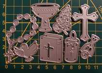 Wykrojniki IHS komunia kielich różaniec scrapbooking