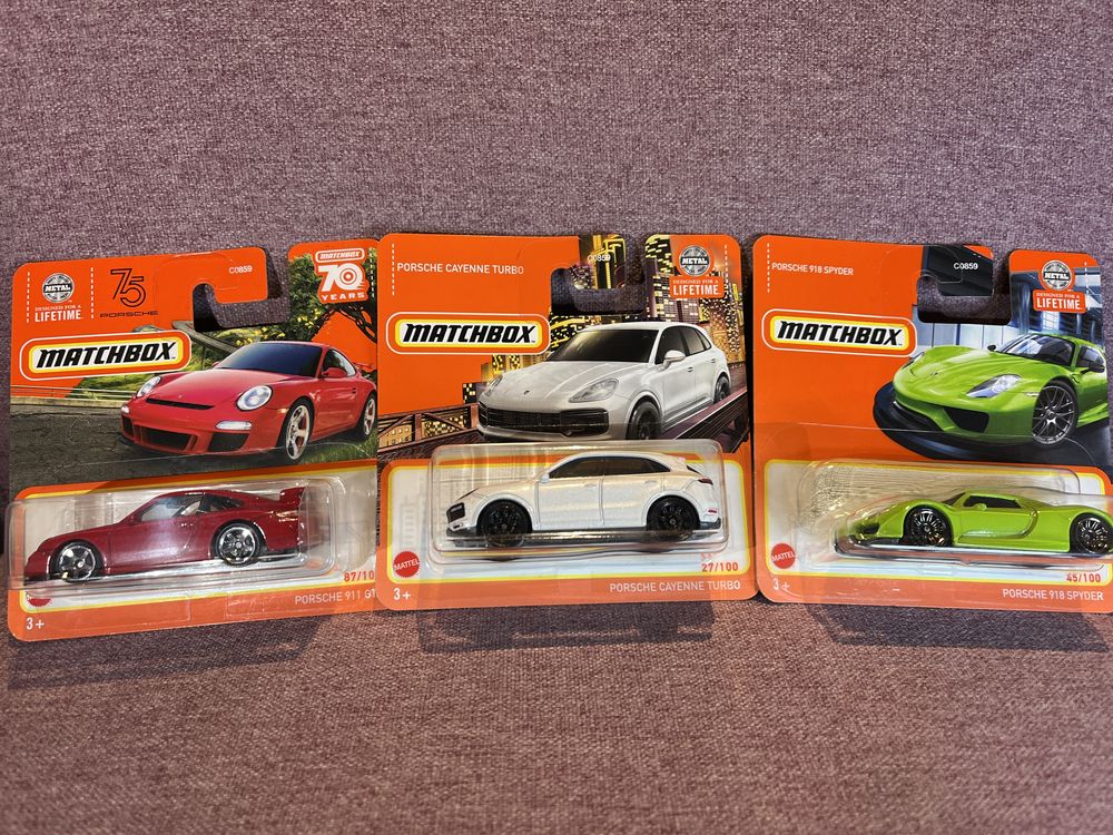 Matchbox zestaw 3x porsche 911 GT3 cayenne turbo 918 spyder