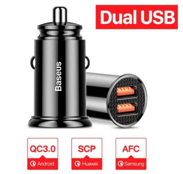 Автомобильное зарядное устройство USB, Type-C в прикуриватель