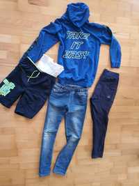 Jeansy, dresy benetton, bluza, shorty, biały T-shirt