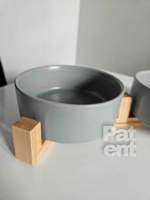 Miski ceramiczne dla psa kota zestaw 2 sztuki x 400 ml szare
