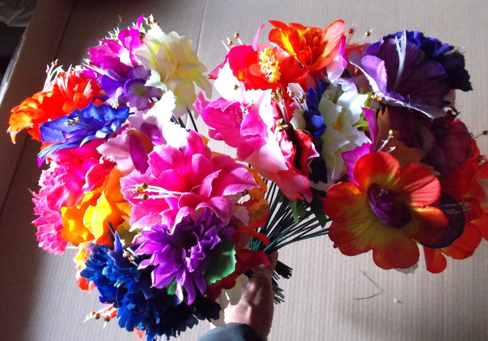 Цветы искусственные, из ткани, Букеты