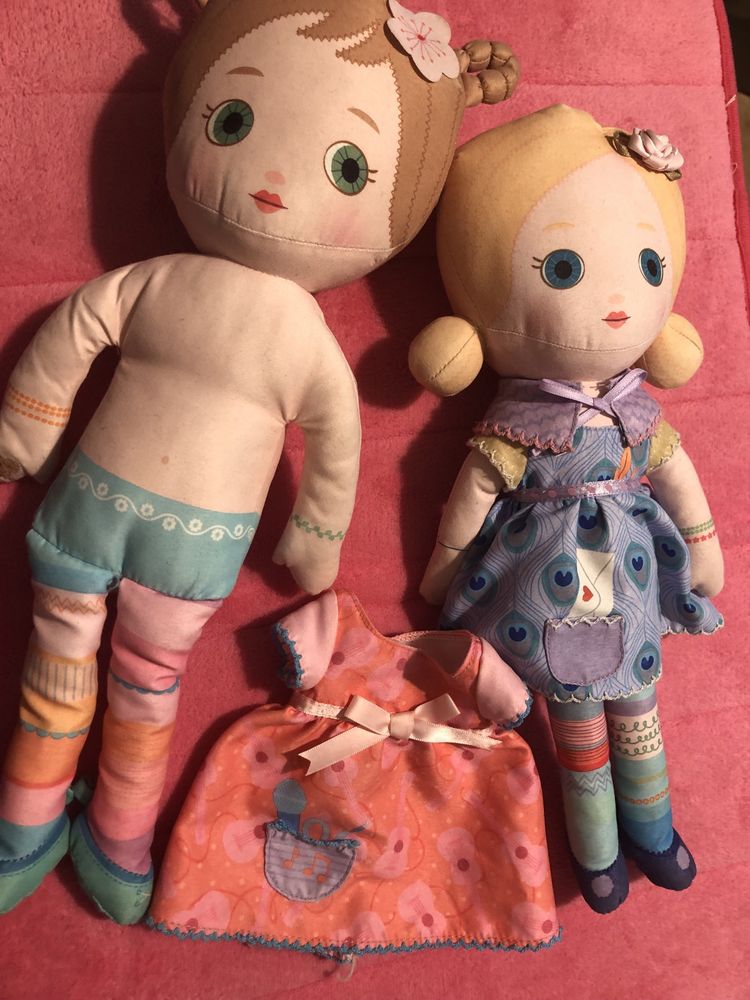 Dwie lalki Mooshka Tots Zapf Creation szmaciane 38 cm i 35 cm