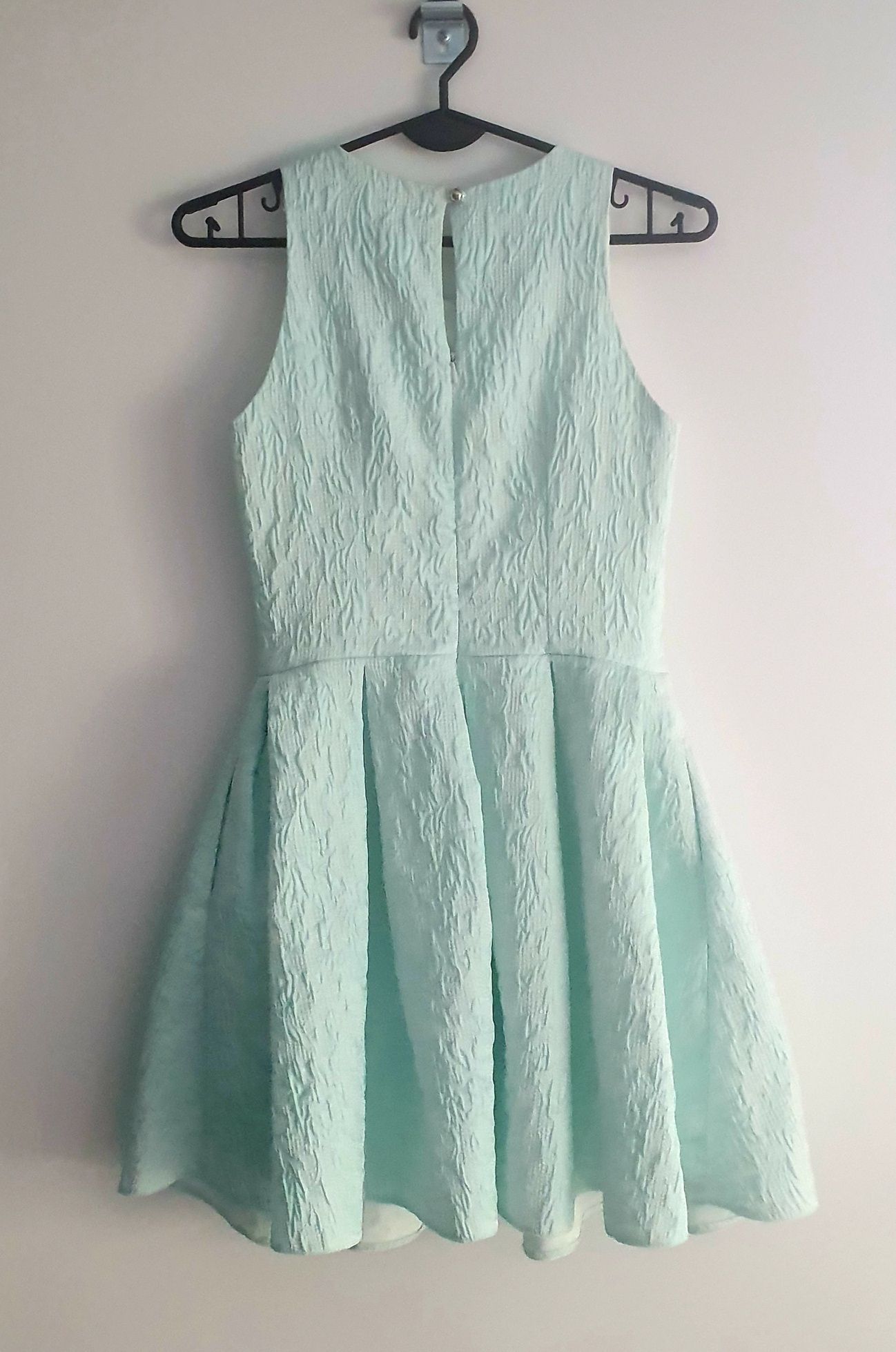 Miętowa sukienka na wesele, chrzciny, komunie, elegancka - rozmiar XS