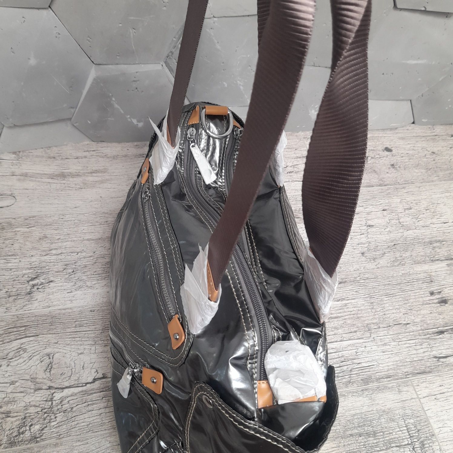 Torebka shopper holo metaliczną srebrna