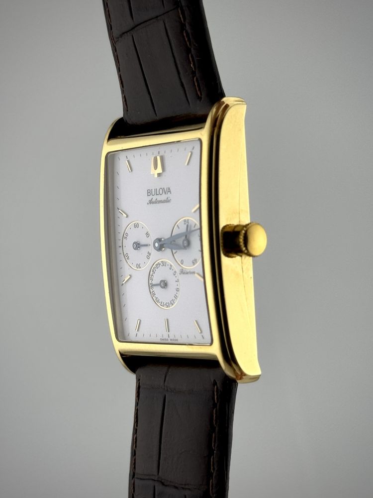 -3K WYPRZEDAŻ! FVAT 18k 750 Bulova Rectangular 13220 KOLEKCJONERSKI