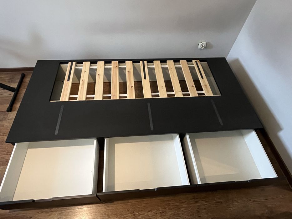 Sprzedam łóżko IKEA NORDLI 90x200 – antracyt + materac